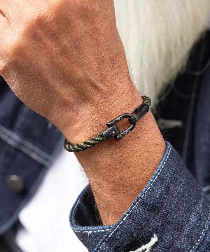 Lobster Larry Rope Bracelet - Army | Black Jewellery Antell 