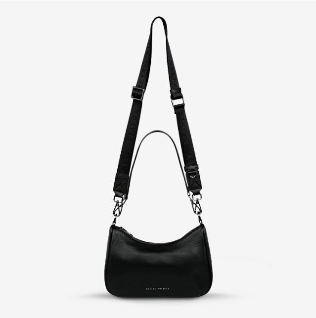 'Look Both Ways' Leather Shoulder Bag Bag Status Anxiety Black 