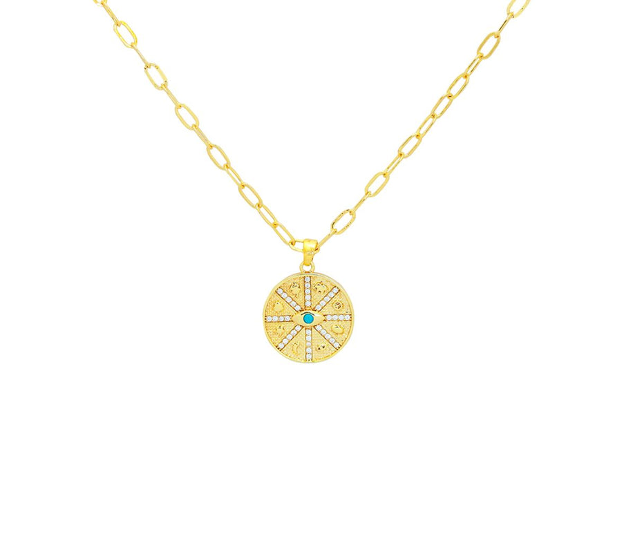 Lucky CZ Disk Necklace Accessories Gammies GP Sil 