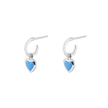 Lyra Blue Opalite Heart Huggie Earrings Jewellery Gammies Sterling Silver 