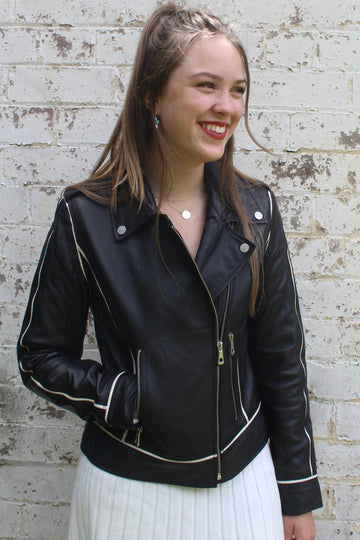 Maeve Leather Moto Jacket Jacket Makeda 