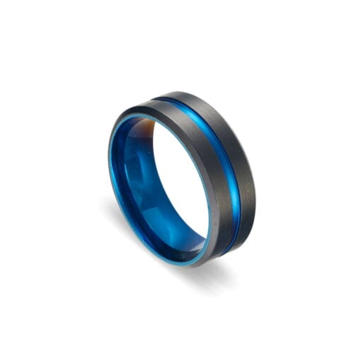 Matte Black & Electric Blue Ring Men's Jewellery DPI Jewellery 