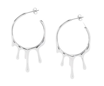 Melting Moments Silver Hoops Earrings Rainbow Silver Thailand Large Hoops 