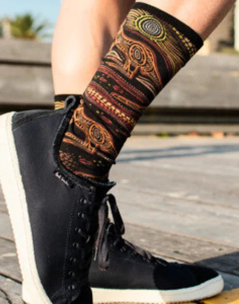 Men's Indigenous Australian Bamboo Socks - Kangaroo Underwear Pussyfoot 