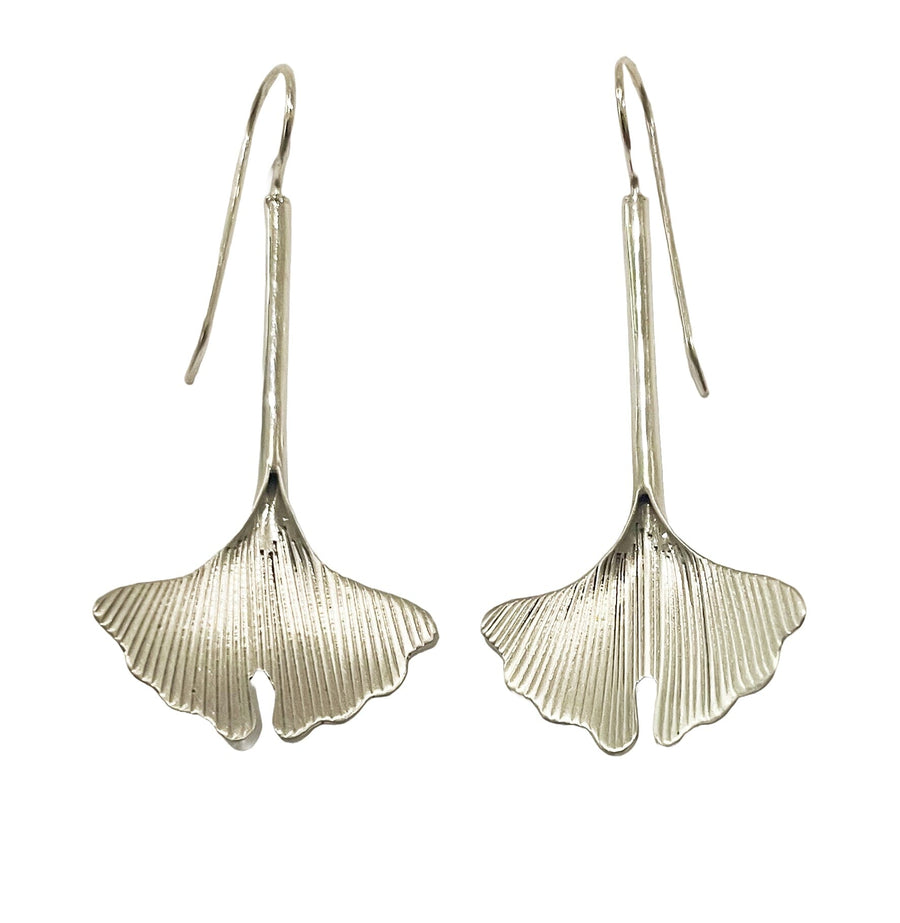 Mexican Long Gingko Silver Earrings Makers & Providers 