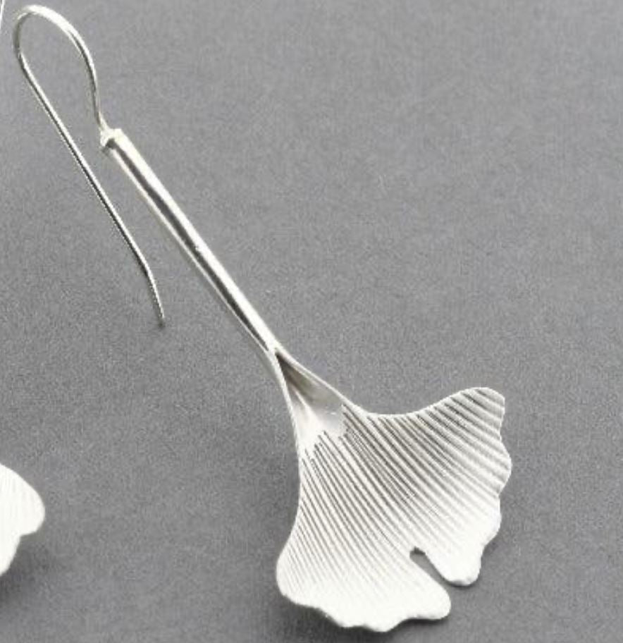 Mexican Long Gingko Silver Earrings Makers & Providers 