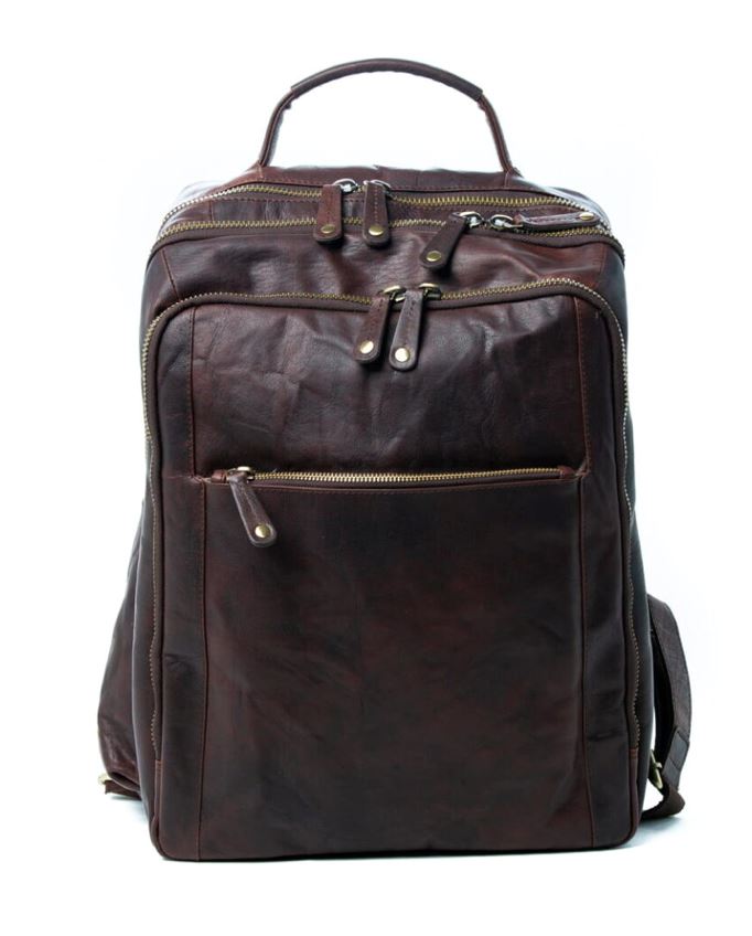 Mike Leather Backpack Bag Oran Brown 