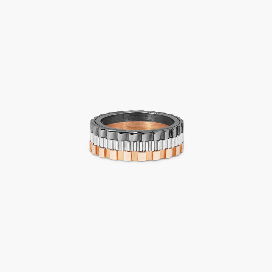 Multi Colour Rhodium Plated Silver Rotating Gears Ring by Tateossian Men's Jewellery Cudworth 
