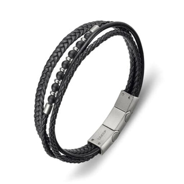 Mustead Beaded Leather Bracelet Men's Jewellery DPI Jewellery 