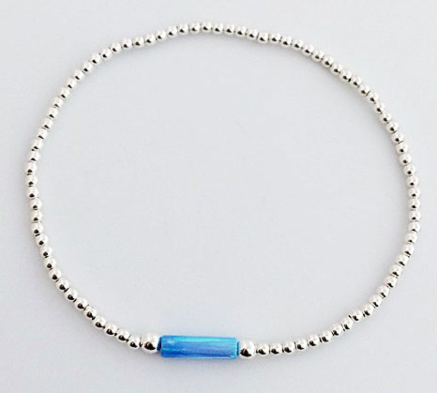 Opalite Bar Silver Ball Bracelet Accessories Gammies SILVER 