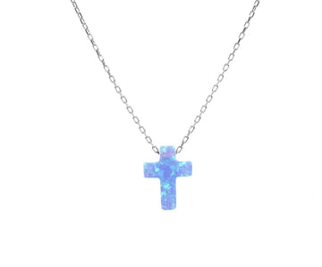 Opalite Cross Necklace Gammies Silver 