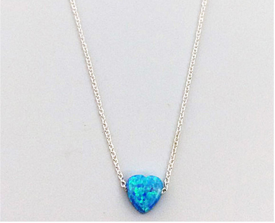 Opalite Tiny Heart Necklace Necklace Gammies SIL Blue Heart 