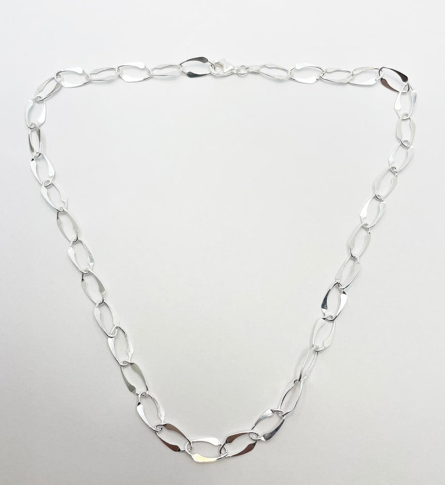 Oval Flattened Silver Necklace Women's Jewellery Aztec 