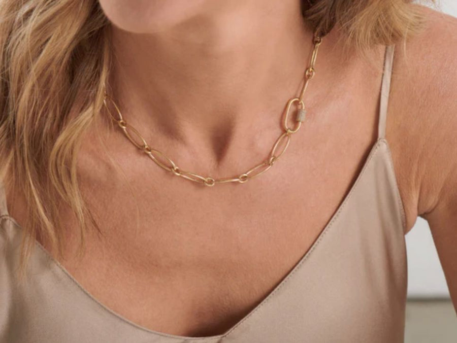Oval Link Gold CZ Necklace Necklace Sybella 