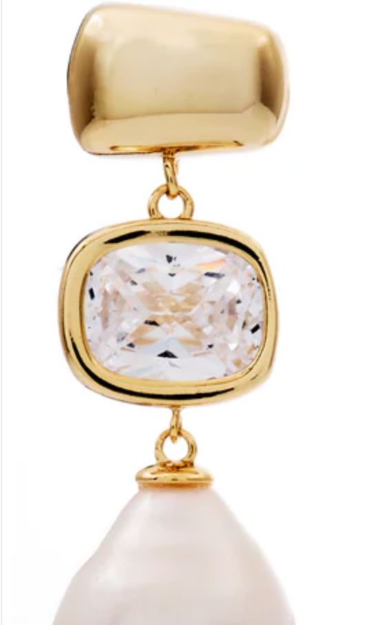 Pearl CZ Gold Earrings Earrings Sybella 