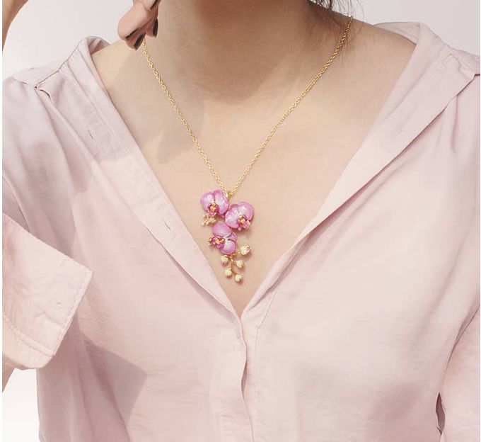 Phalaen Purple Orchid Necklace Good After Nine TH 