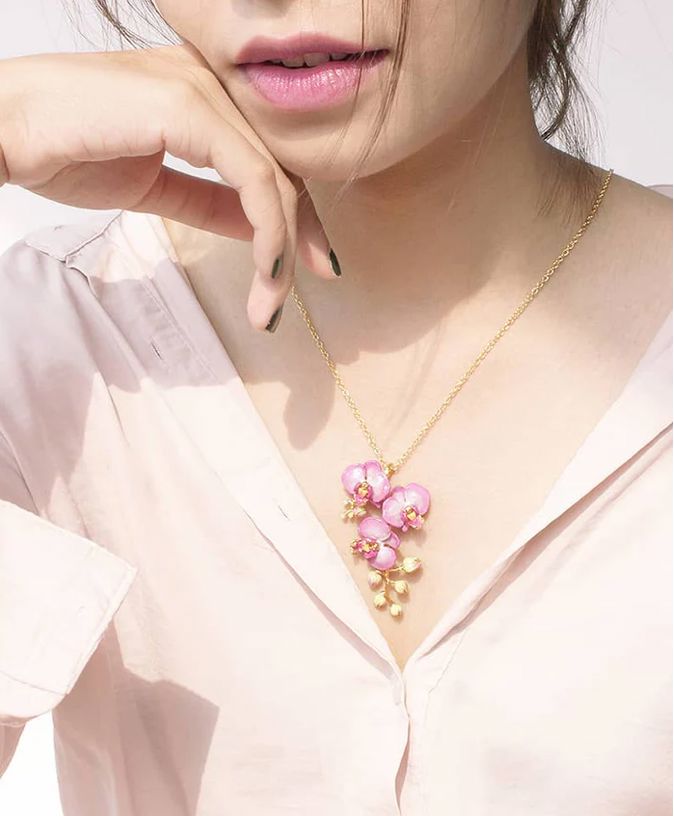 Phalaen Purple Orchid Necklace Good After Nine TH 