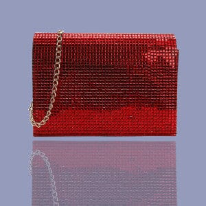 Phryne Structure Crystal Sequinned Handbag | Clutch Accessories Aidangus Red 