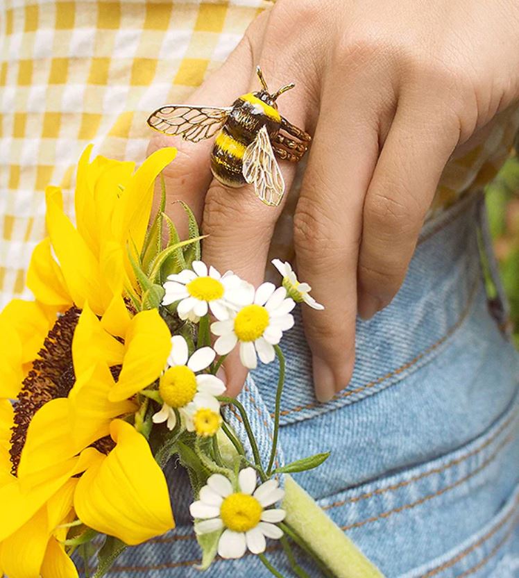 Pollinating Bumble Bee Ring Jewelry Good After Nine TH 