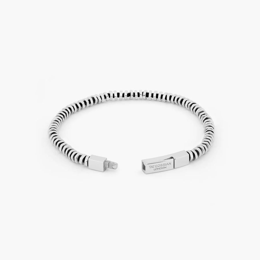 Pure Thread Sterling Silver Beaded Bracelet with Black Macrame by Tateossian Men's Jewellery Cudworth 