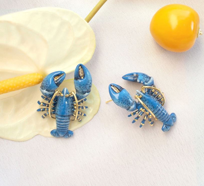 Rare Blue Lobster Earrings Good After Nine TH 