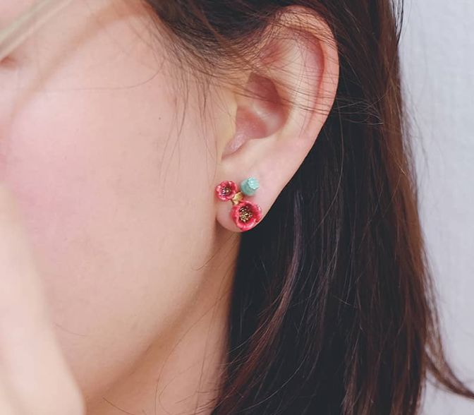 Red Poppy Earrings Good After Nine TH 