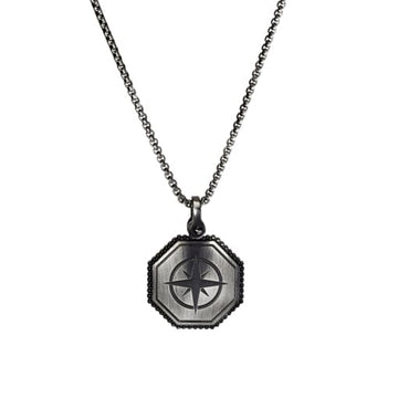 River Stainless Steel Compass Necklace Men's Jewellery DPI Jewellery 