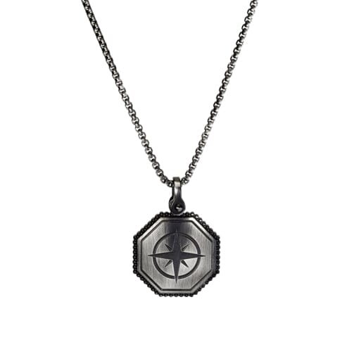 River Stainless Steel Compass Necklace Men's Jewellery DPI Jewellery 