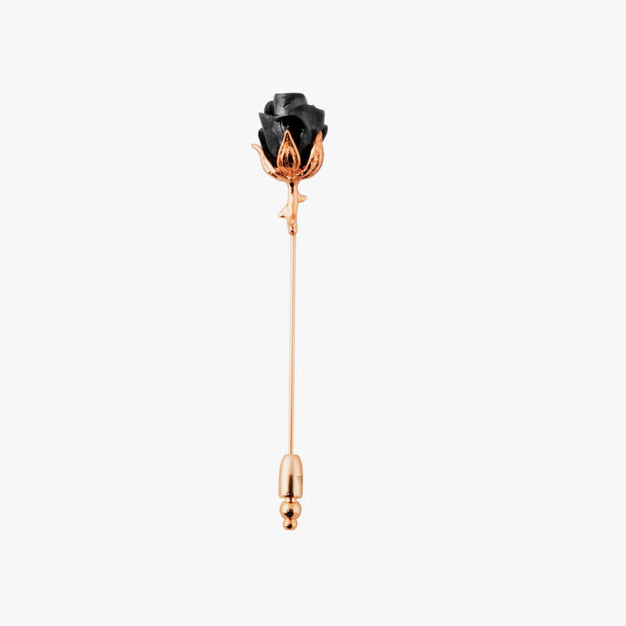 Rose Lapel Pin In Rose Gold With Gunmetal Plated by Tateossian Men's Jewellery Cudworth 