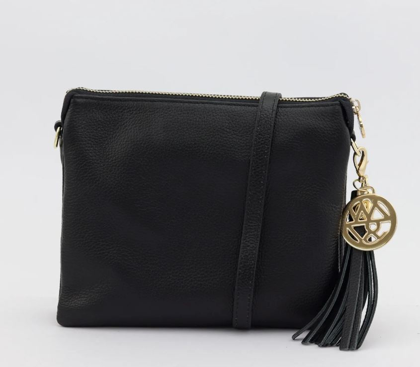 Ruby Leather Clutch / Cross-Body Bag Bag Willow & Zac Black 