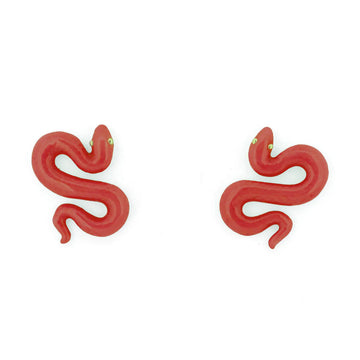 'S' Red Candied Snake Earrings Jewellery Good After Nine TH 