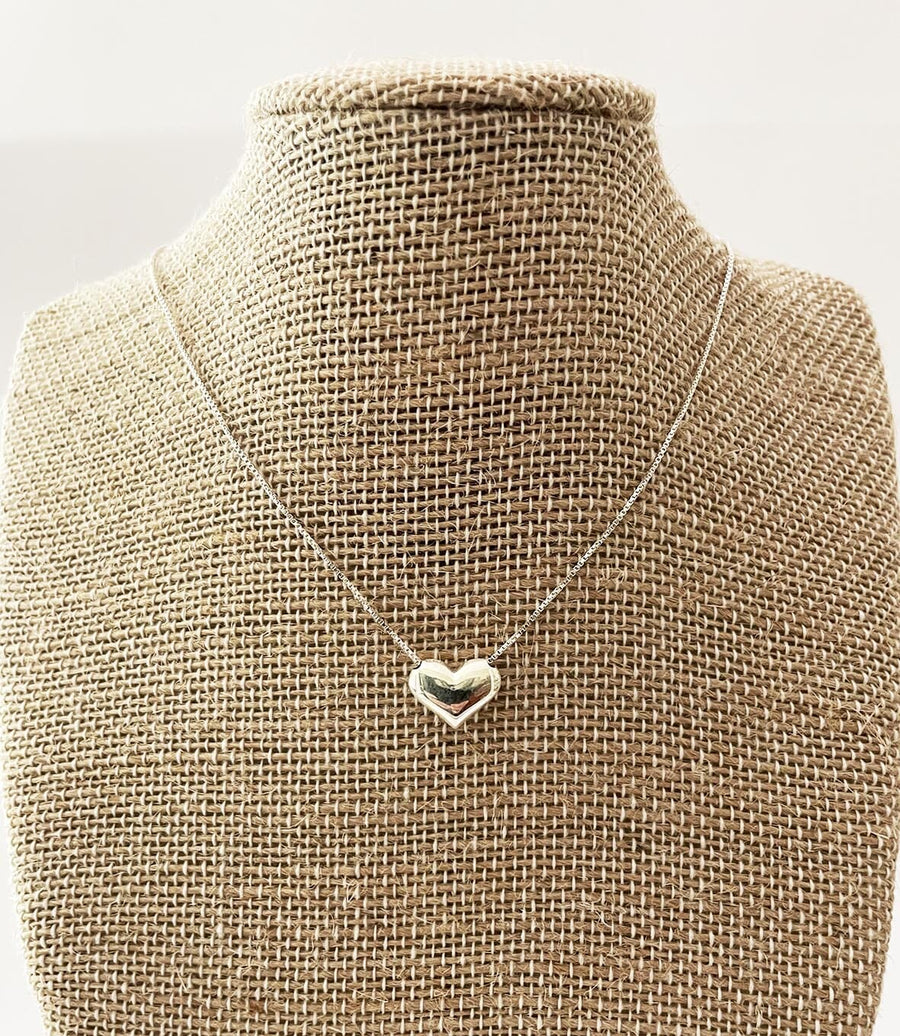 Silver 3D Heart Necklace Gammies 