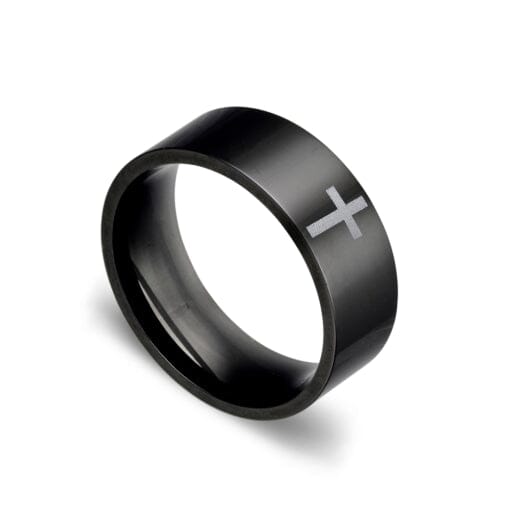 Silver Cross Black Ring Men's Jewellery DPI Jewellery 