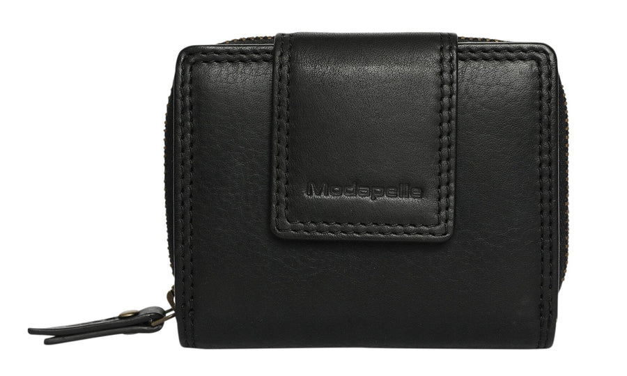 'Snap & Fold' Leather Wallet Handbags, Wallets & Cases Modapelle Black 