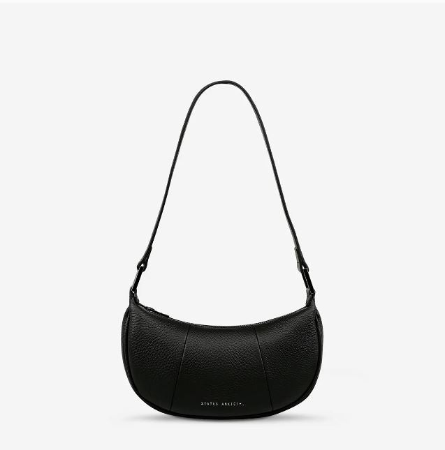 'Solus' Leather Shoulder Bag Handbags Status Anxiety Black 