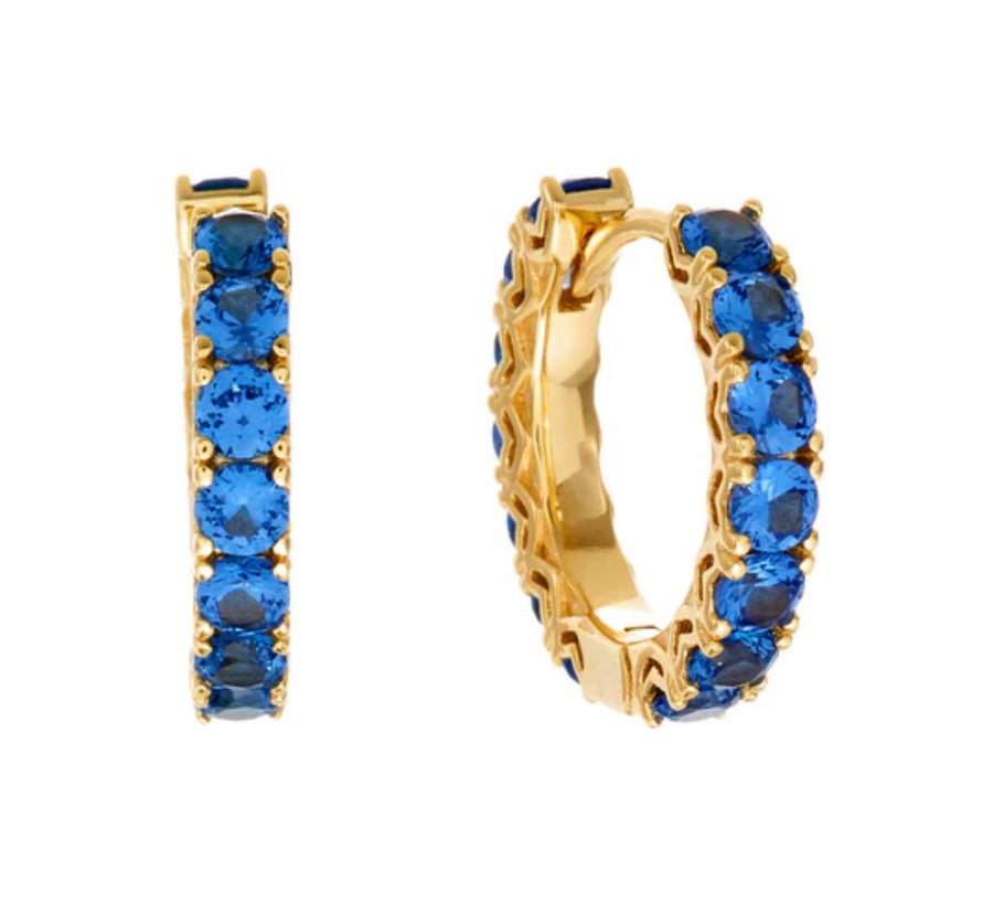 Star studded CZ Hoops Earrings Sybella BlueCZ 