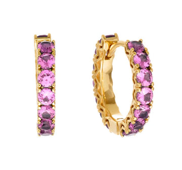Star studded CZ Hoops Earrings Sybella PinkCZ 