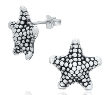 Starfish Textured Silver Studs 