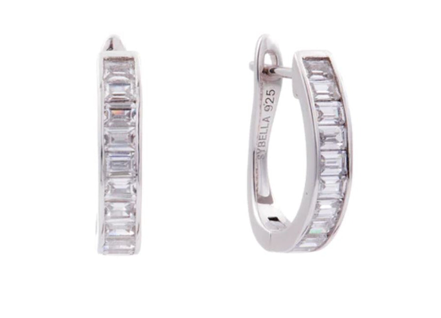 Sterling Silver CZ Hoop Earrings Sybella 