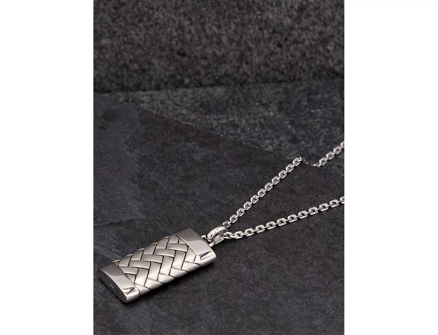 Sterling Silver Dog Tag Necklace - Herringbone by Hoxton London Roberts McCammon 