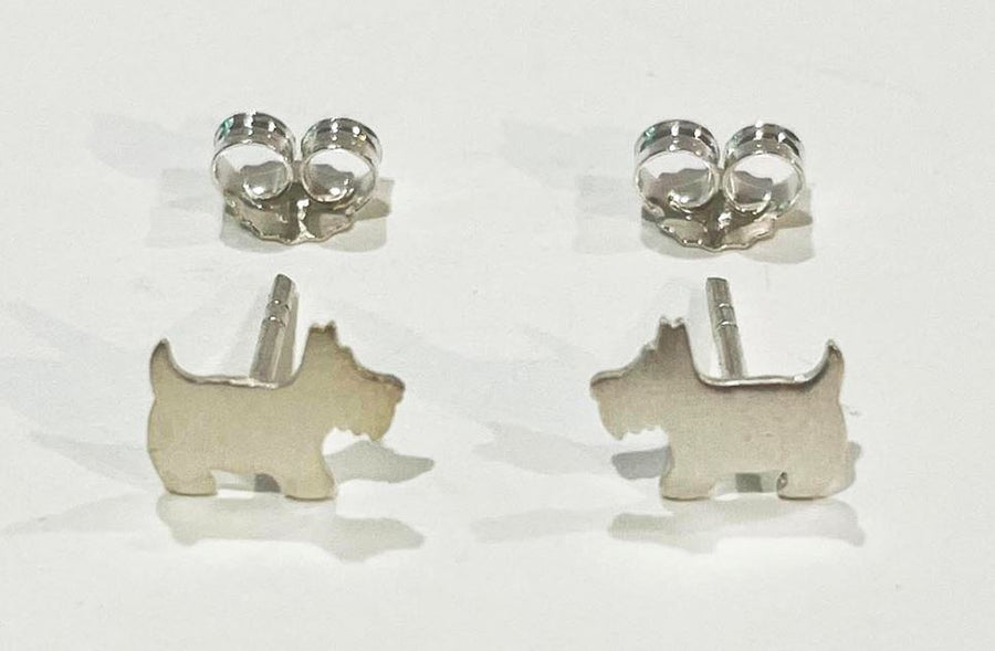 Sterling Silver Stud Earrings - Variety Makers & Providers Dog Terrier 