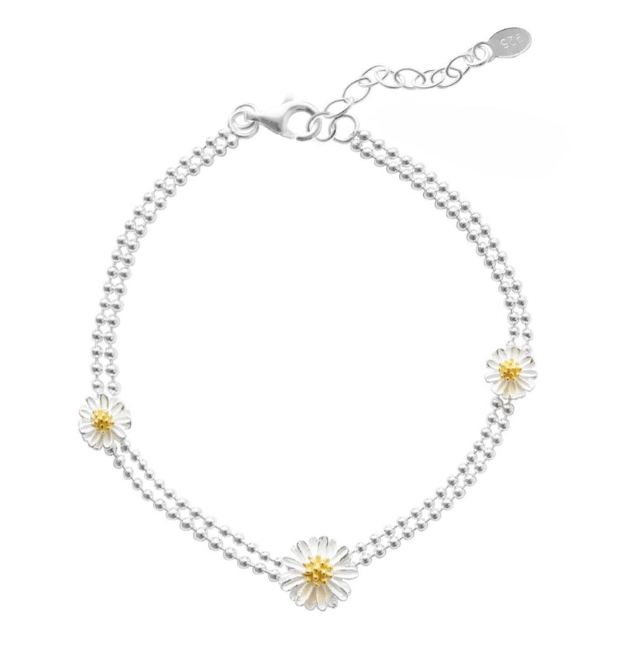 Triple Daisy Silver Bracelet Accessories Gammies 