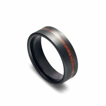 Tungsten Infinity Ring - IP Black with Wood Inlay Men's Jewellery DPI Jewellery 
