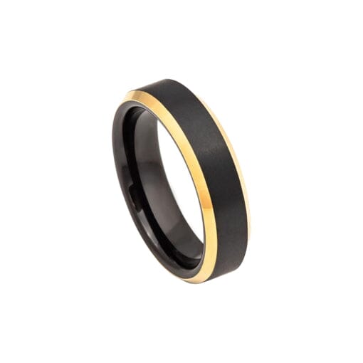 Tungsten IP Black w/ Gold Bevelled Edges Men's Jewellery DPI Jewellery 