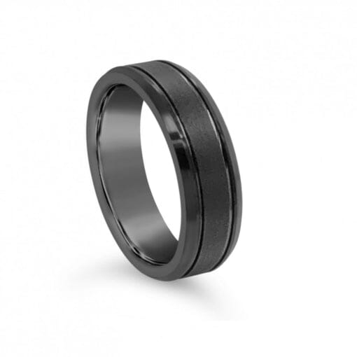 Tungsten Ring - 6mm IP Black/Beveled Edge Mens Jewellery DPI Jewellery 