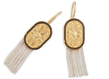 Turkish Gold Cartouche Tassel Earrings Women's Jewellery Red Turk 