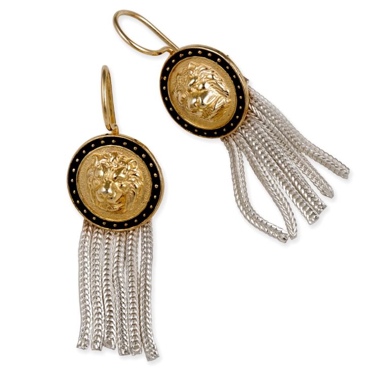 Turkish Gold Sovereign Lion Head Tassel Hook Earrings Women's Jewellery Red Turk 