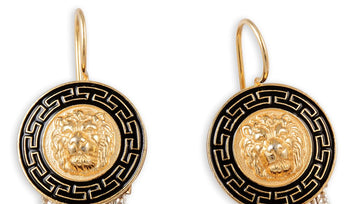 Turkish Lion Gold large Hook Earrings Women's Jewellery Red Turk 