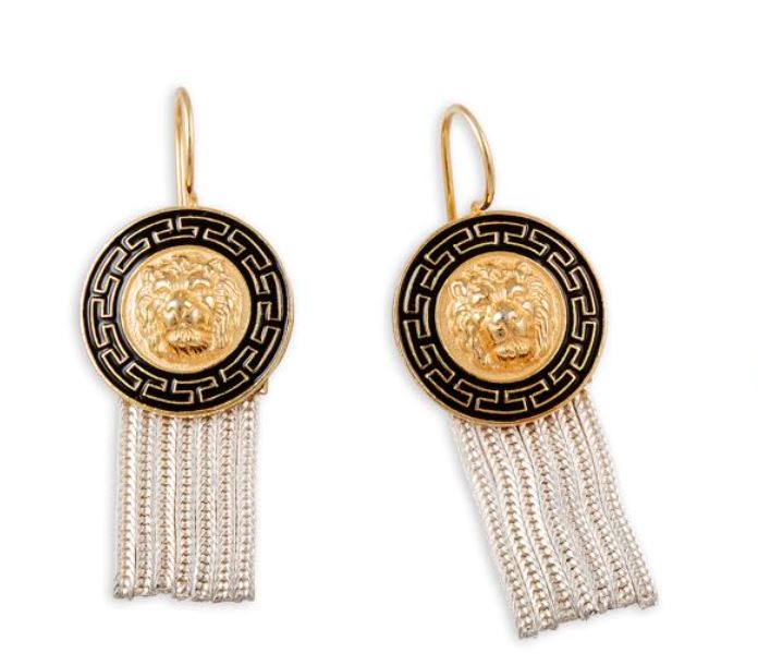 Turkish Lion Head Tassel Vermeil Earrings Women's Jewellery Red Turk 