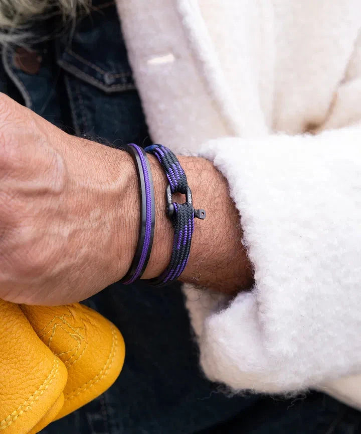 Vicious Vik Rope Bracelet - Black-Royal Purple | Black Jewellery Antell 